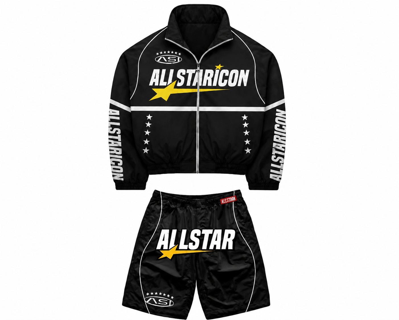 Black windbreaker set