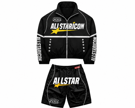 Black windbreaker set