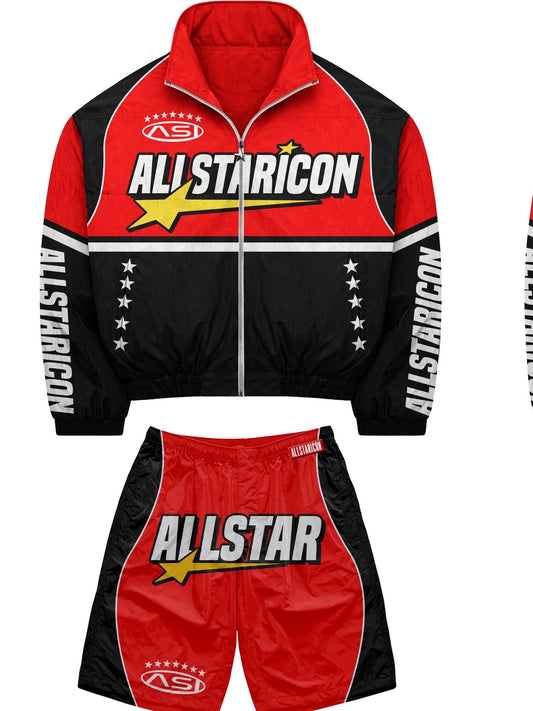 Red windbreaker set